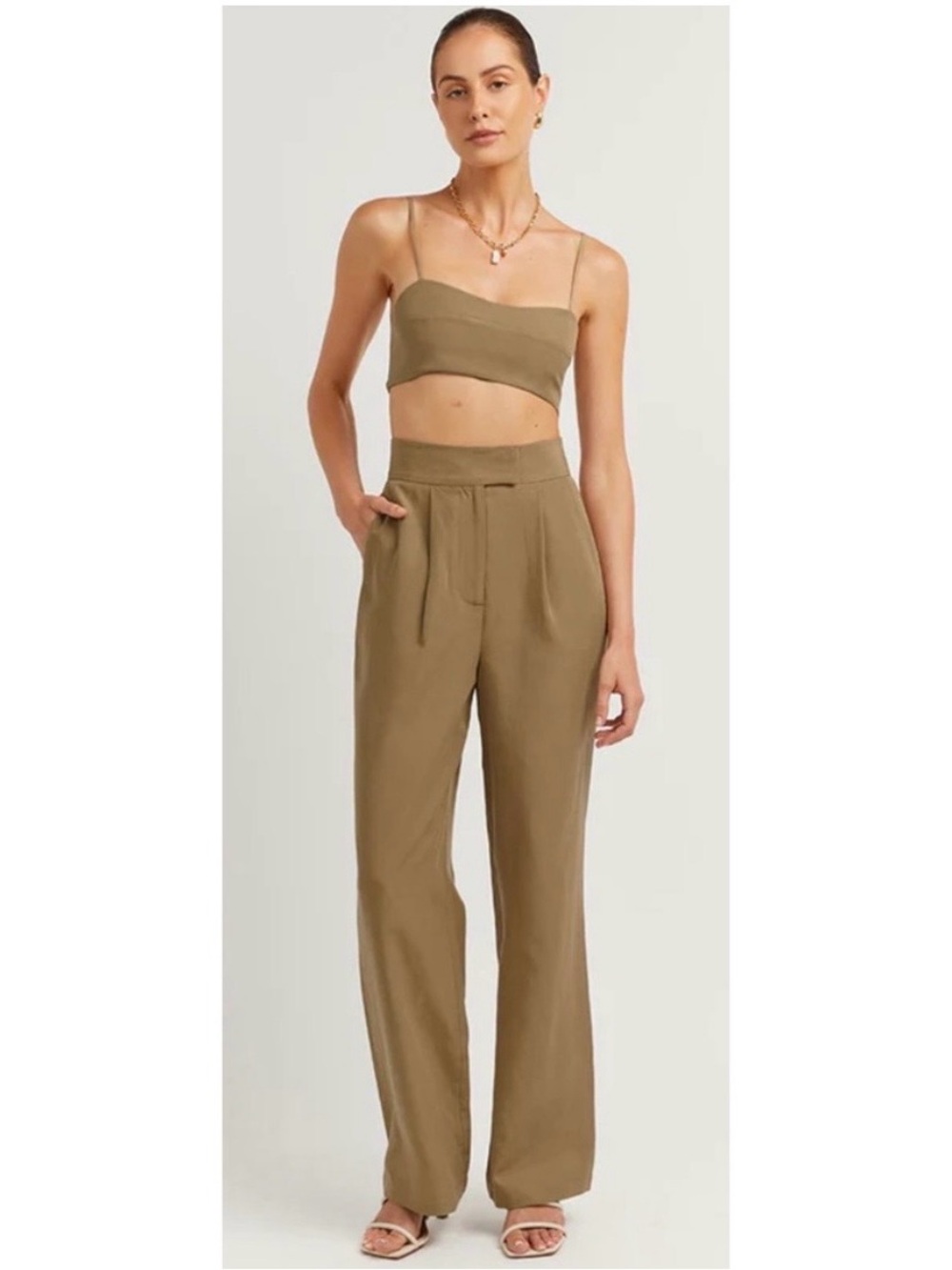 DISSH Karla Tencel Linen High Rise Wide Leg Trouser Pants Size 8